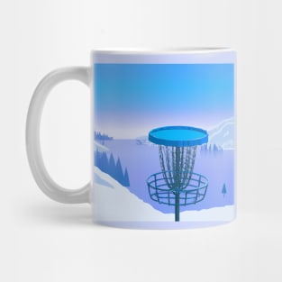 Disc Golf on a Snowy Mountainside Mug